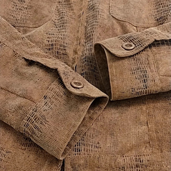 Erin London Zip Front, Very Fine Wale Corduroy Brown Snake Print, Bomber Jacket. - Picture 11 of 12